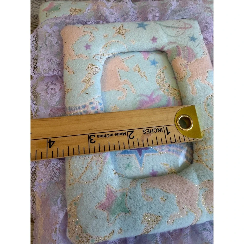 Handmade Photo Album Memory Book Unicorn 3 Ring Binder Fabric Lace Padded Baby